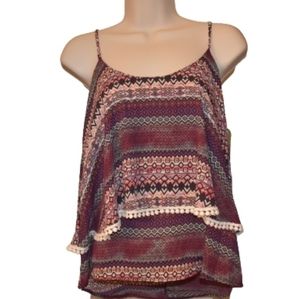 R2D Apparel Spaghetti Strap Layered Top‎ Pink M